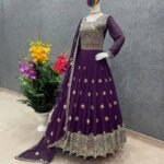 রেডিমেড জর্জেট এমব্রয়ডারি পার্টি ড্রেস