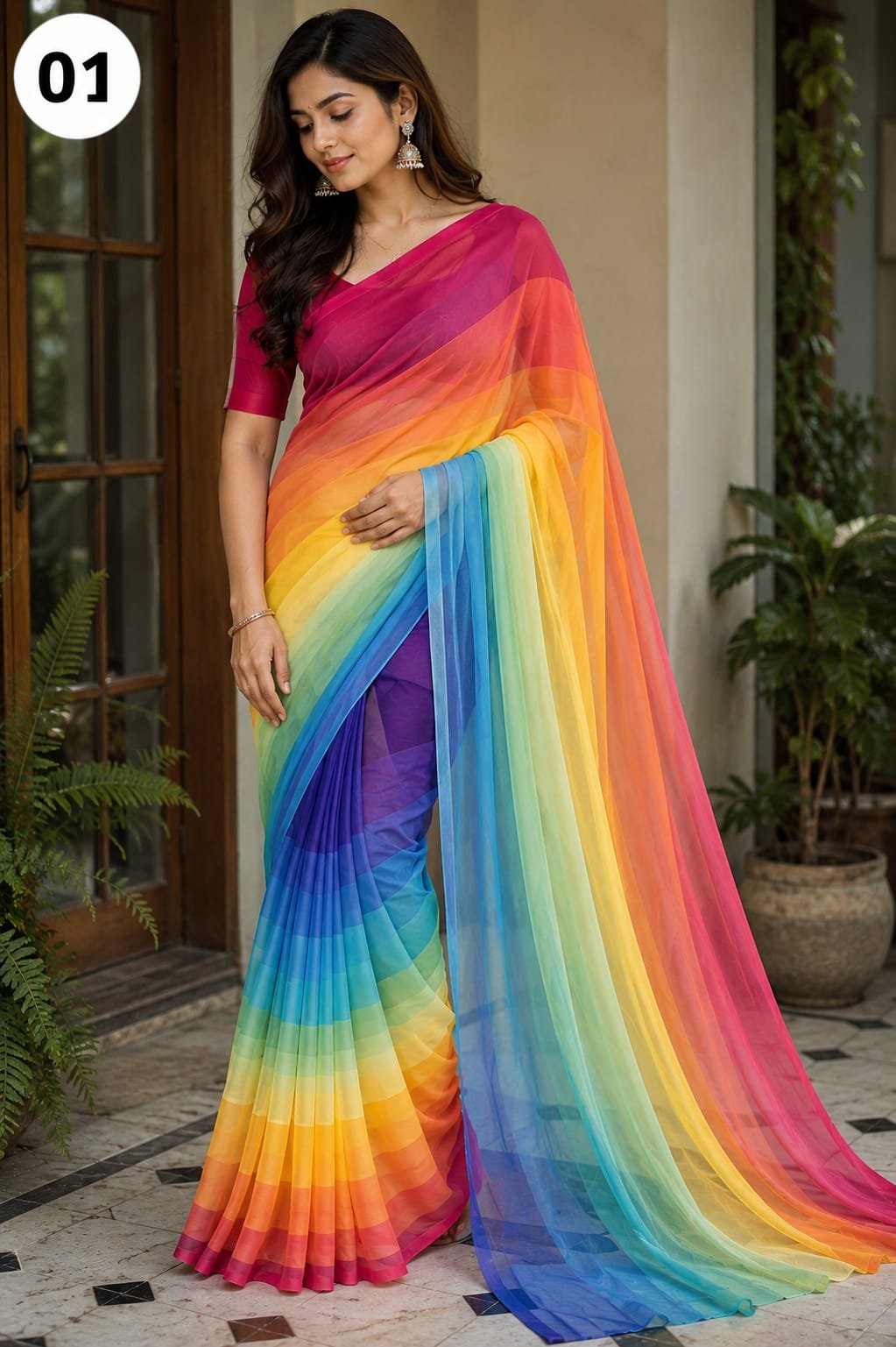 1784911421_L_6 (1) Rongdhonu Georgette saree - Image 1