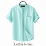 Premium Oxford Cotton Band Collar Short Sleeve Shirt - Image 4