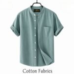 Premium Oxford Cotton Band Collar Short Sleeve Shirt - Image 3
