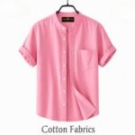 Premium Oxford Cotton Band Collar Short Sleeve Shirt - Image 2