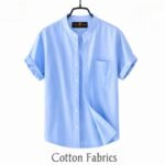 Premium Oxford Cotton Band Collar Short Sleeve Shirt - Image 2