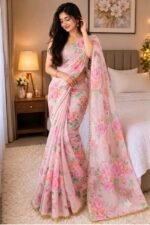 Premium Soft Georgette Saree with Pearl Work - Image 4