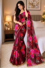 Premium Soft Georgette Saree with Pearl Work - Image 2