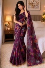 Premium Soft Georgette Saree with Pearl Work - Image 4