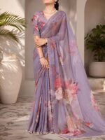 Premium Soft Georgette Saree with Pearl Work - Image 2