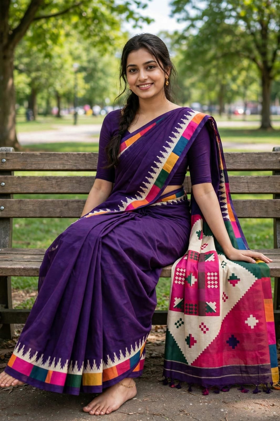 1791055307_L_1 Chanderi Silk Saree With Blause Pcs - Image 1